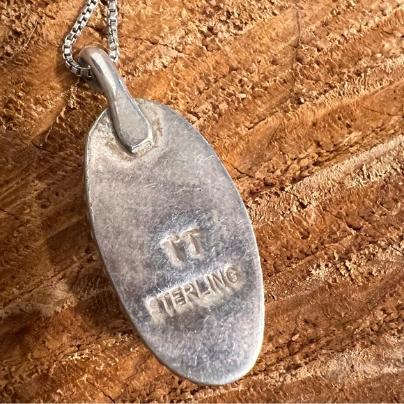 ๐NATIVE AMERICAN ๐ Turquoise pendant with chain & hallmark - Picture 7 of 9